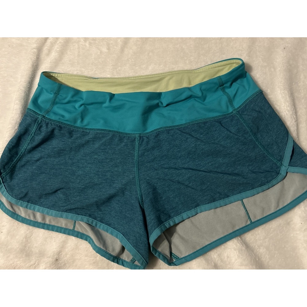 Lululemon Women's Running Shorts Size 6 Teal Blue Colorblock Athletic